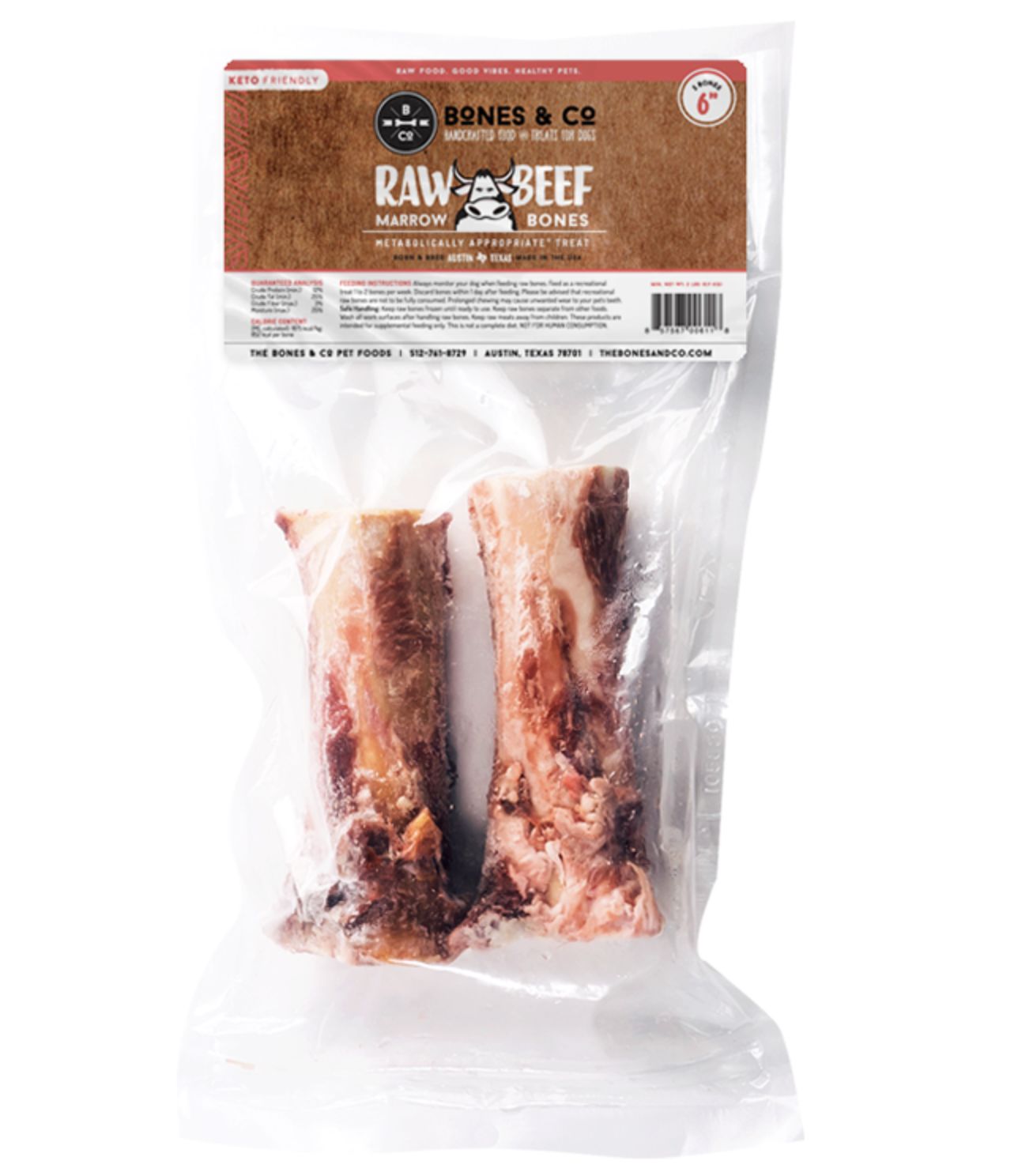 Bones &amp; Co Frozen Beef Bones 6&quot; - 2 pk