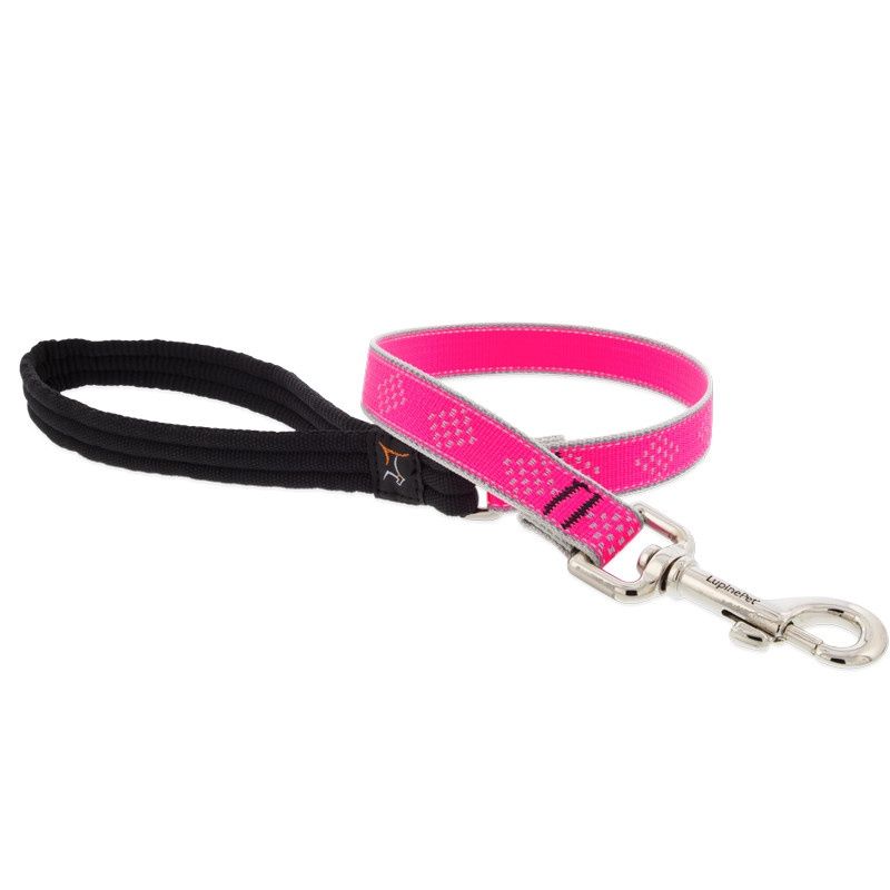 LupinePet Reflective 3/4&quot; Dog Clip Leash Pink Diamond 6&#39;