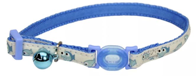 Coastal SafeCat Glow-in-the-Dark Breakaway Cat Collar - Blue Fish