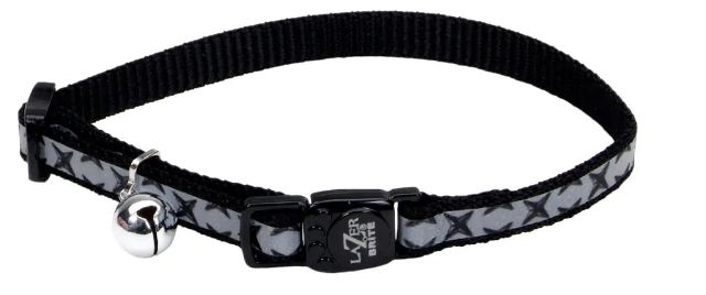 Coastal LazerBrite Reflective Breakaway Cat Collar - Black Diamond Plate