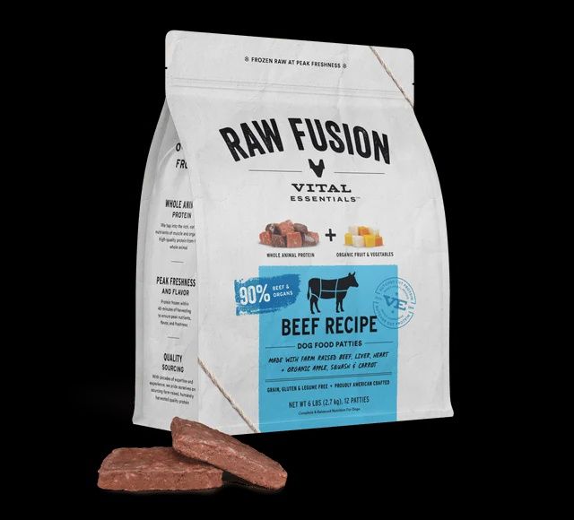 Vital Essentials Frozen Raw Fusion Beef Recipe Patties Dog Food 6lb