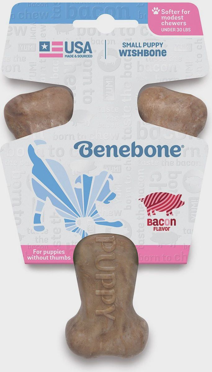 Benebone Bacon Flavored Small Wishbone Chew Toy for Puppies