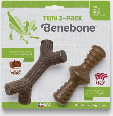 Benebone Maplestick and Bacon Flavored Zaggler 2 Pack Tiny