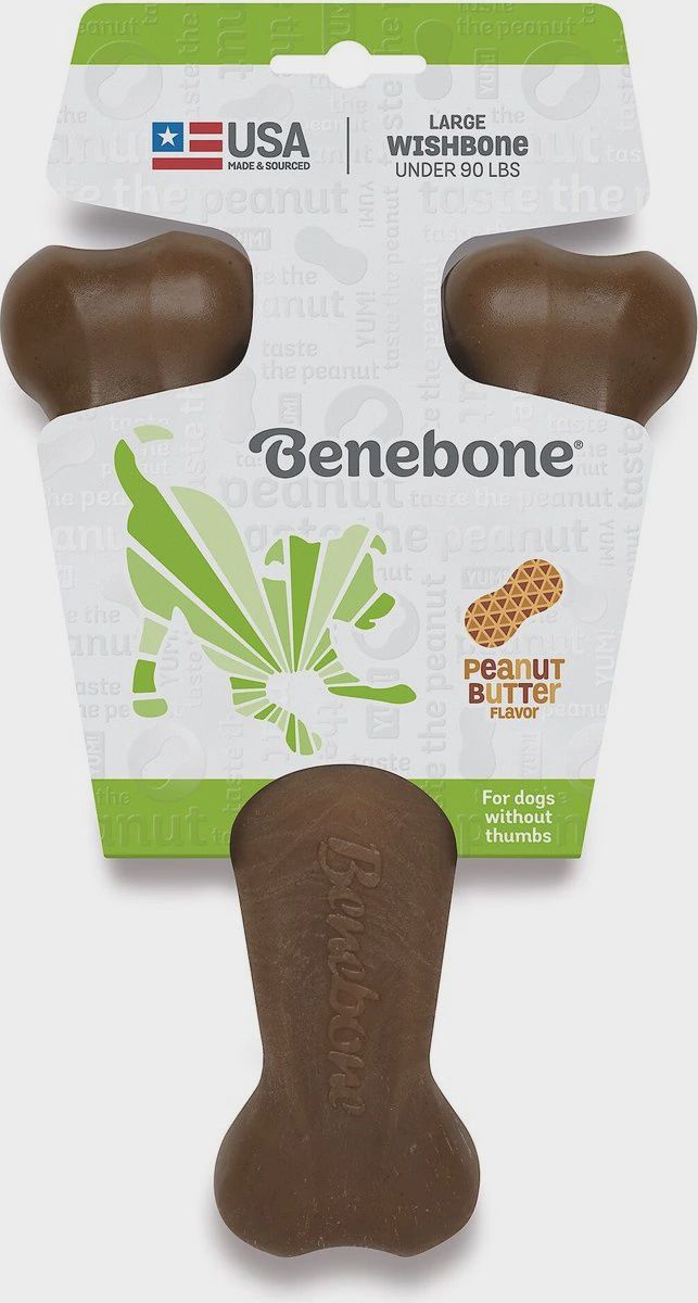 Benebone Peanut Butter Flavored Wishbone Chew Toy Large
