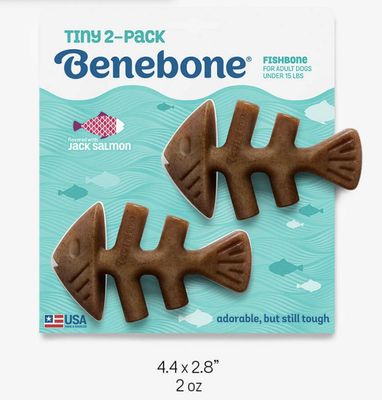 Benebone Salmon Flavored Fishbone Chew Toys 2 Pack Tiny