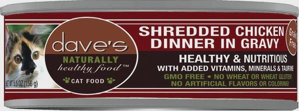 Dave&#39;s Canned Cat Food Shredded Chicken Dinner in Gravy 5.5oz