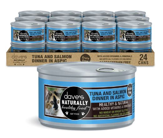 Dave&#39;s Canned Cat Food Tuna And Salmon Dinner is Aspic 3 oz*