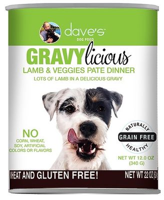 Dave&#39;s Canned Dog Food Gravylicious Lamb &amp; Veggies Pate Dinner 12oz