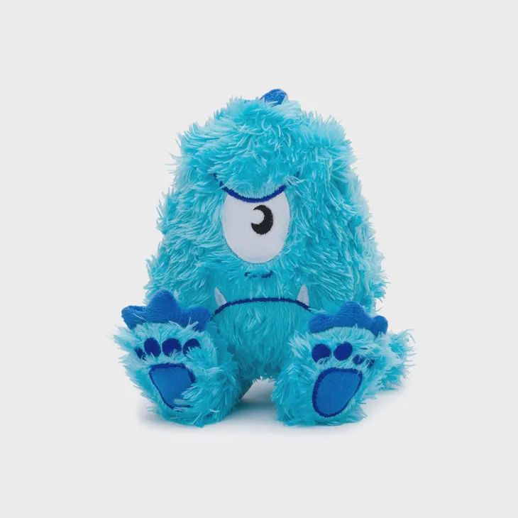 Fabdog Fluffy Blue Monster Plush Dog Toy