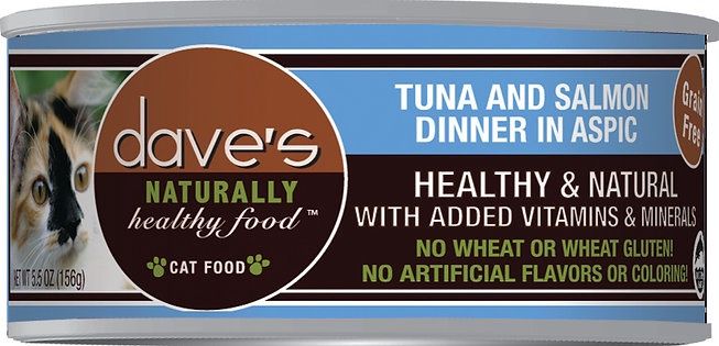 Dave&#39;s Canned Cat Food Tuna &amp; Salmon Dinner in Aspic 5.5oz**