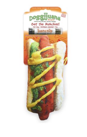 Doggijuana Get The Munchies Refillable Hot Dog Plush Dog Toy