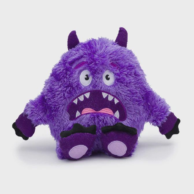 Fabdog Fluffy Purple Monster Plush Dog Toy