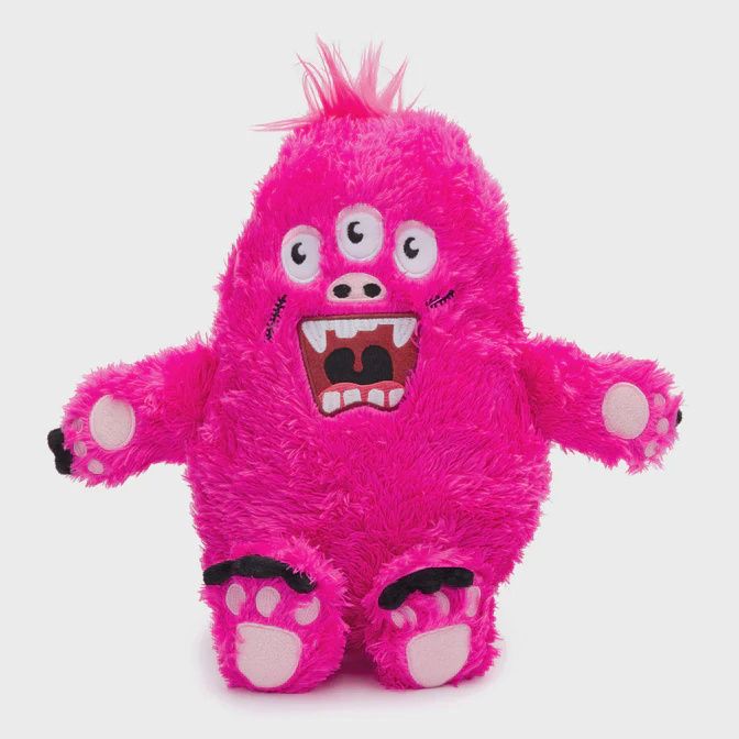 Fabdog Fluffy Pink Monster Plush Dog Toy