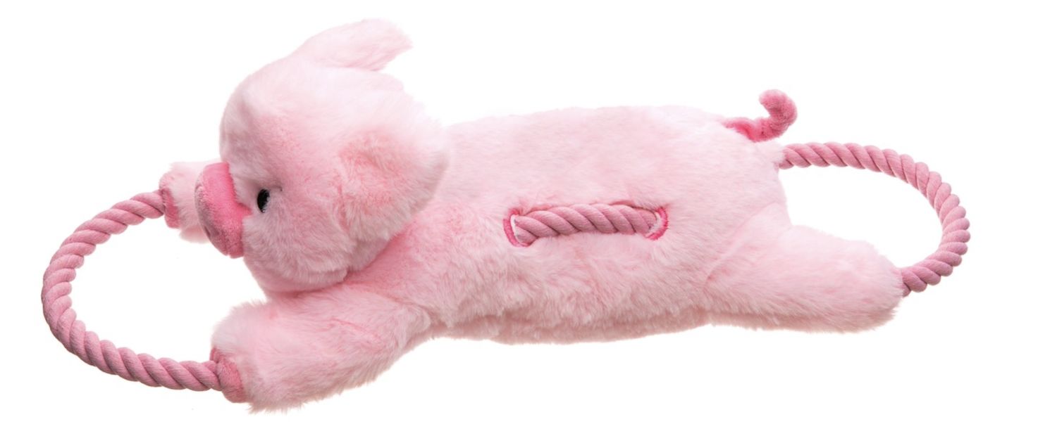 Growl Haystackerz Puddles the Pig Squeaky Rope Dog Toy