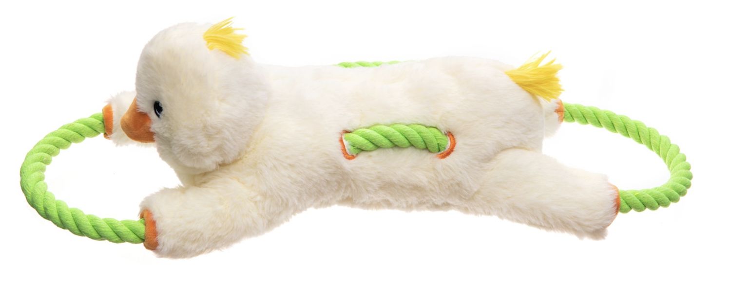 Growl Haystackerz Ducky Quackers Squeaky Rope Dog Toy