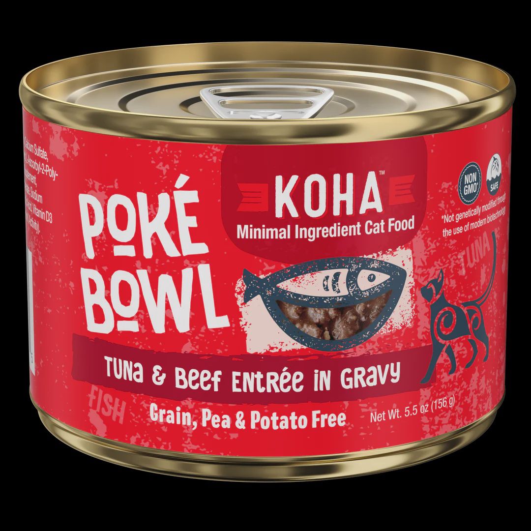 Koha Poke Bowl Tuna &amp; Beef Entree in Gravy Canned Cat Food 5.5oz