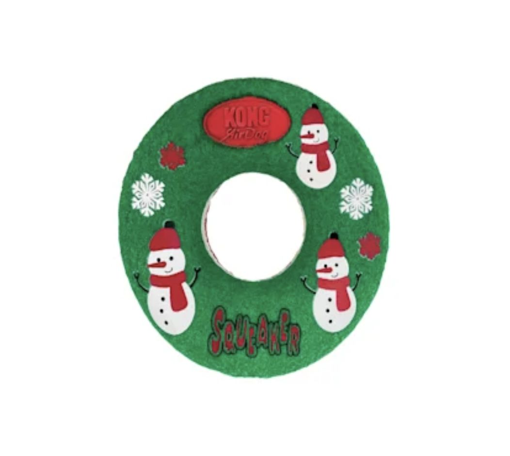 KONG Holiday Airdog Squeaker Donut Dog Toy Medium