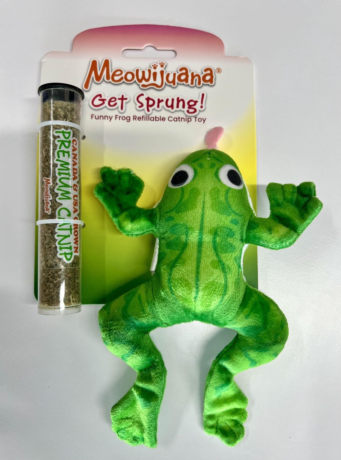 Meowijuana Get Sprung Funny Frog Refillable Catnip Cat Toy