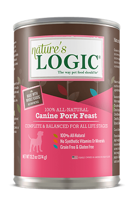 Nature&#39;s Logic Pork Feast Canned Dog Food 13.2oz