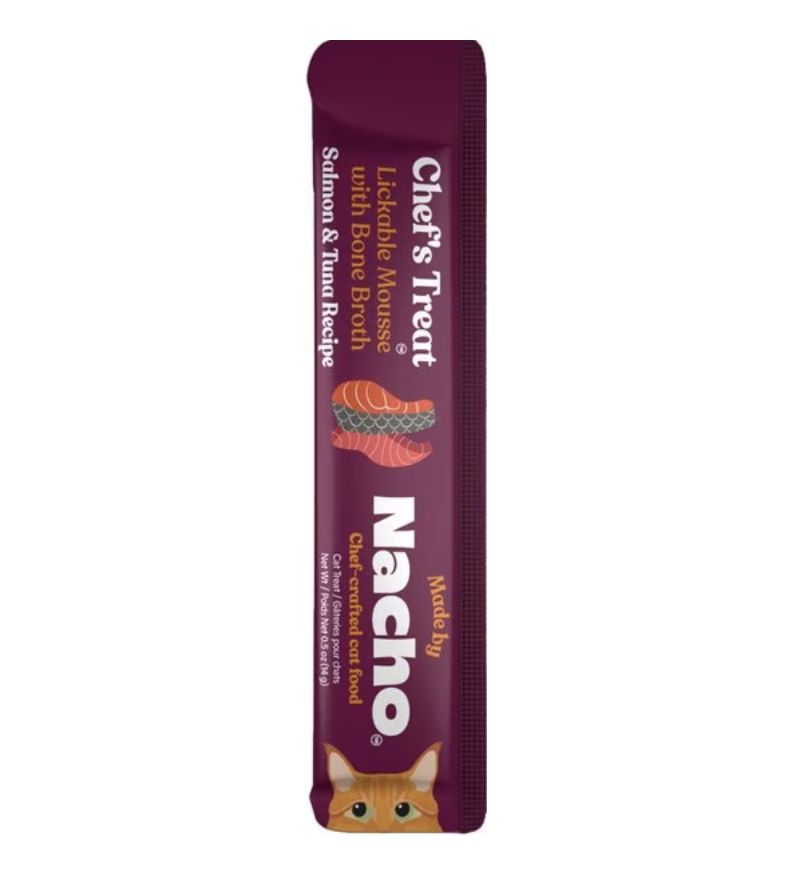 Nacho Mousse Tuna &amp; Salmon Lickable Cat Treat.5 oz pouch -single