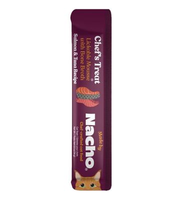 Nacho Mousse Tuna &amp; Salmon Lickable Cat Treat.5 oz pouch -single