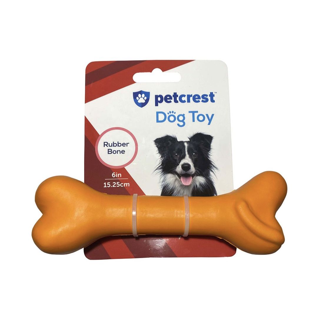 Petcrest 6&quot; Rubber Bone Dog Toy