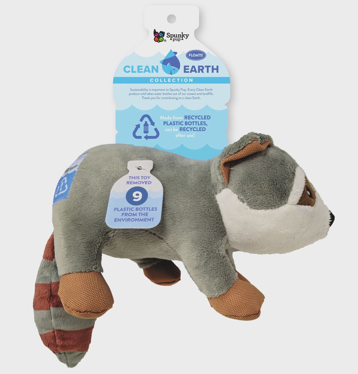 Spunky Clean Earth Plush Raccoon Small Dog Toy