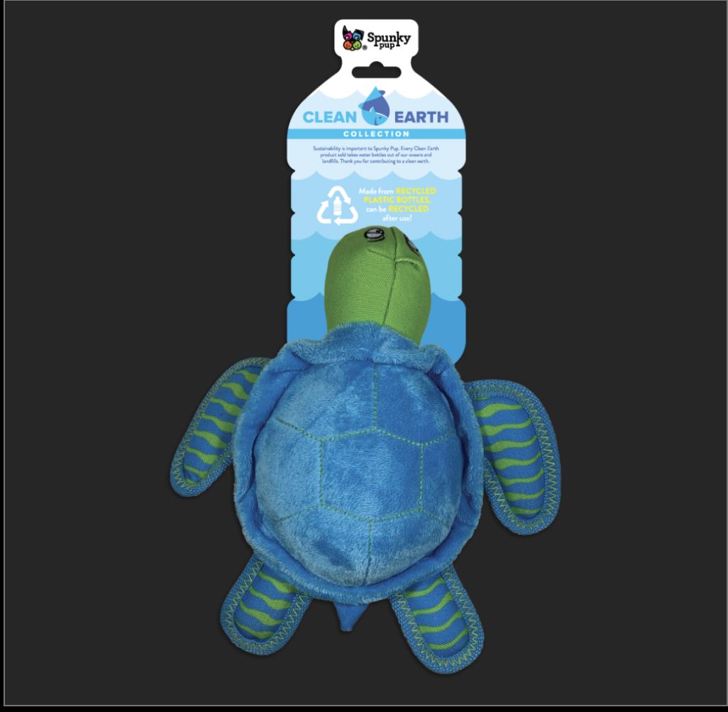 Spunky Pup Clean Earth Plush Turtle Large