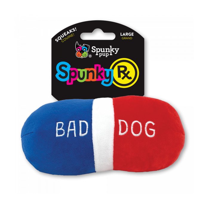 Spunky Rx Bad Dog Pill Plush Large Dog Toy