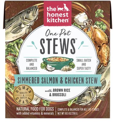 The Honest Kitchen One Pot Stews Simmered Salmon &amp; Chicken Stew with Brown Rice &amp; Broccoli Dog Food 10.5oz