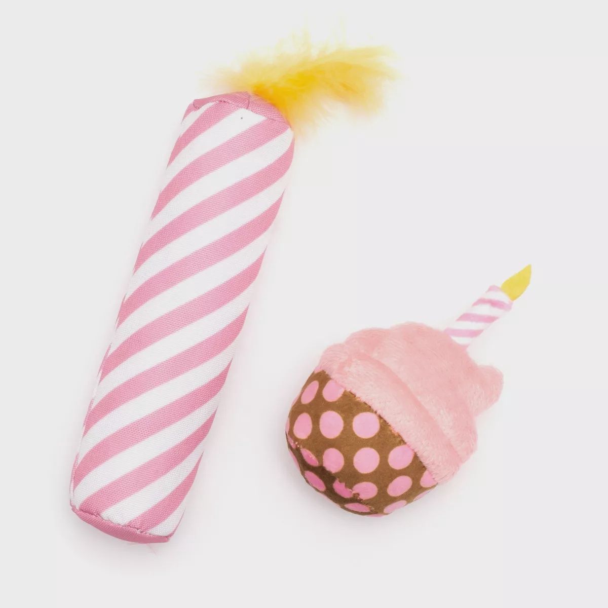 The Worthy Cat Crinkling Birthday Candle Toy with Catnip Pink