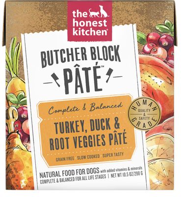 The Honest Kitchen Butcher Block Turkey, Duck, &amp; Root Veggies Pate Dog Food 10.5oz