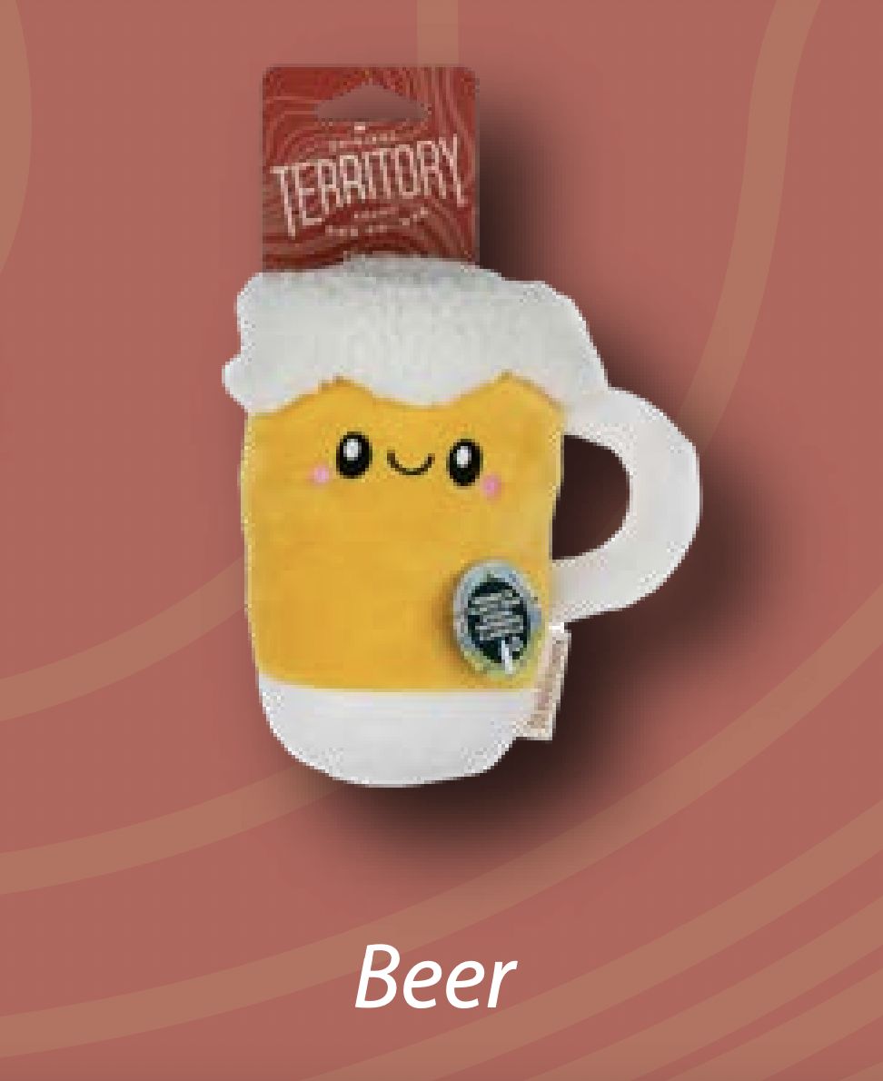 Territory Toys Plush Squeaky Beer Dog Toy