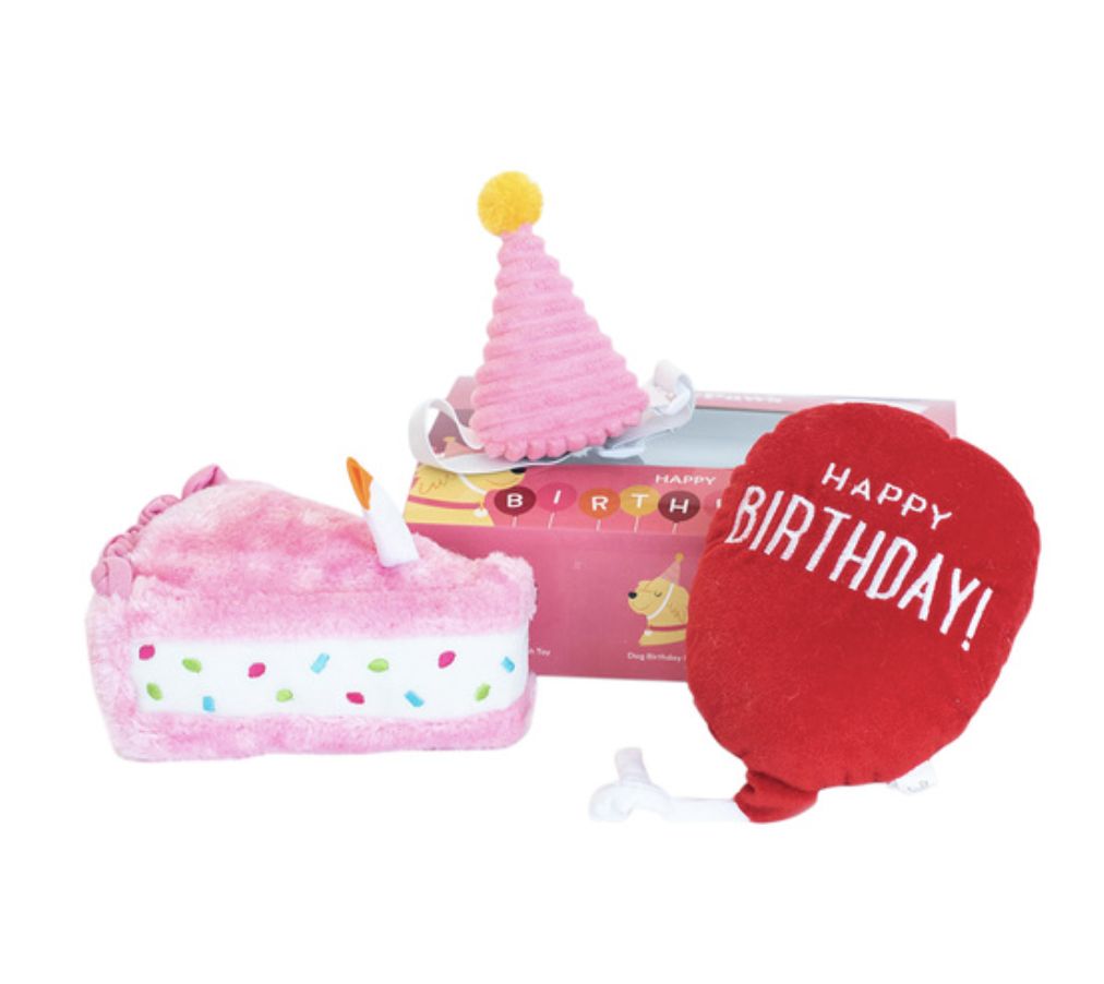 ZippyPaws Happy Birthday Gift Set Pink
