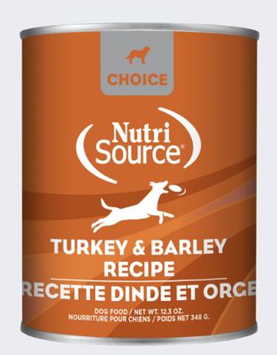 NutriSource Choice Turkey &amp; Barley Recipe Canned Dog Food 12.3oz