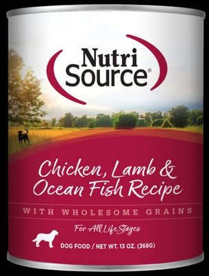NutriSource Chicken, Lamb, &amp; Ocean Fish Recipe Canned Dog Food 13 oz