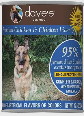 Dave&#39;s Canned Dog Food 95% Chicken &amp; Chicken Liver 12.5oz