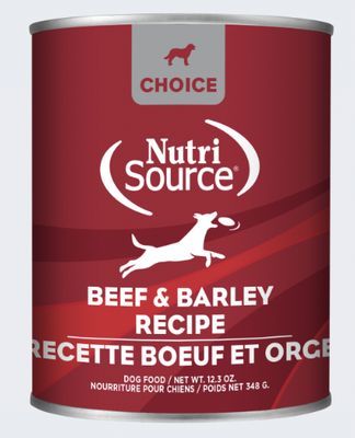 NutriSource Choice Beef &amp; Barley Recipe Canned Dog  Food 12.3 oz
