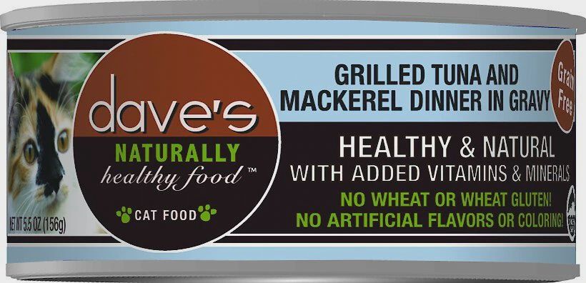 Dave&#39;s Canned Cat Food Tuna &amp; Mackerel Dinner in Gravy 5.5oz**
