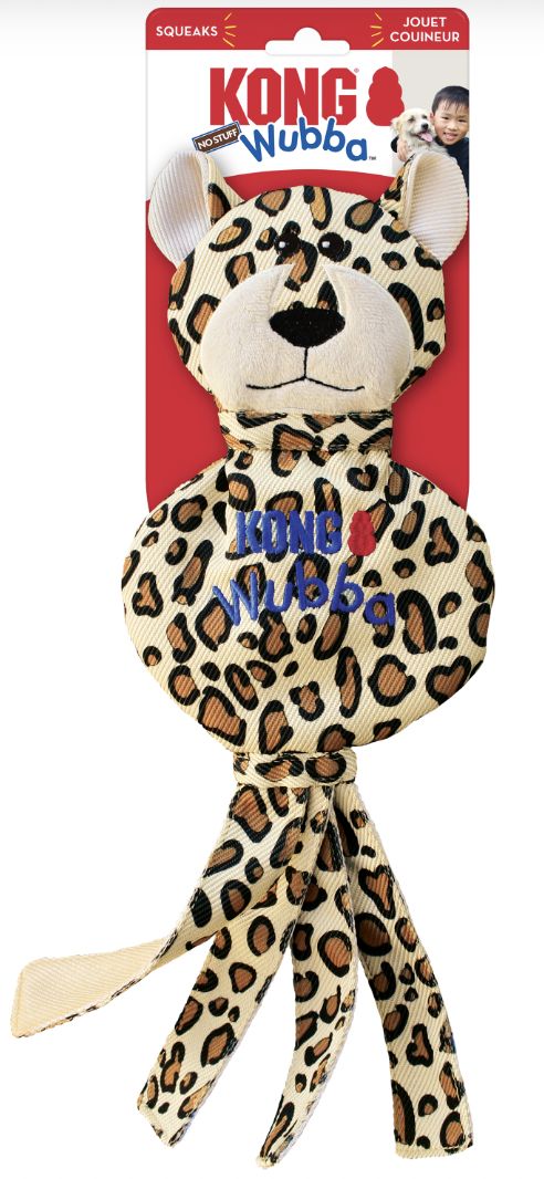 KONG Wubba No Stuff Large Cheetah Crinkle/Squeak Dog Toy
