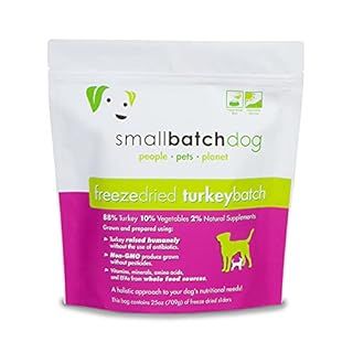 Smallbatch Pets Freeze-Dried Premium Raw Food Diet for Dogs, 25oz, Turkey Recipe, Bulk Bag, Made in The USA, Organic Produce, Humanely Raised Meat, Hydrate and Serve Patties, Wholesome &amp; Healthy (B093