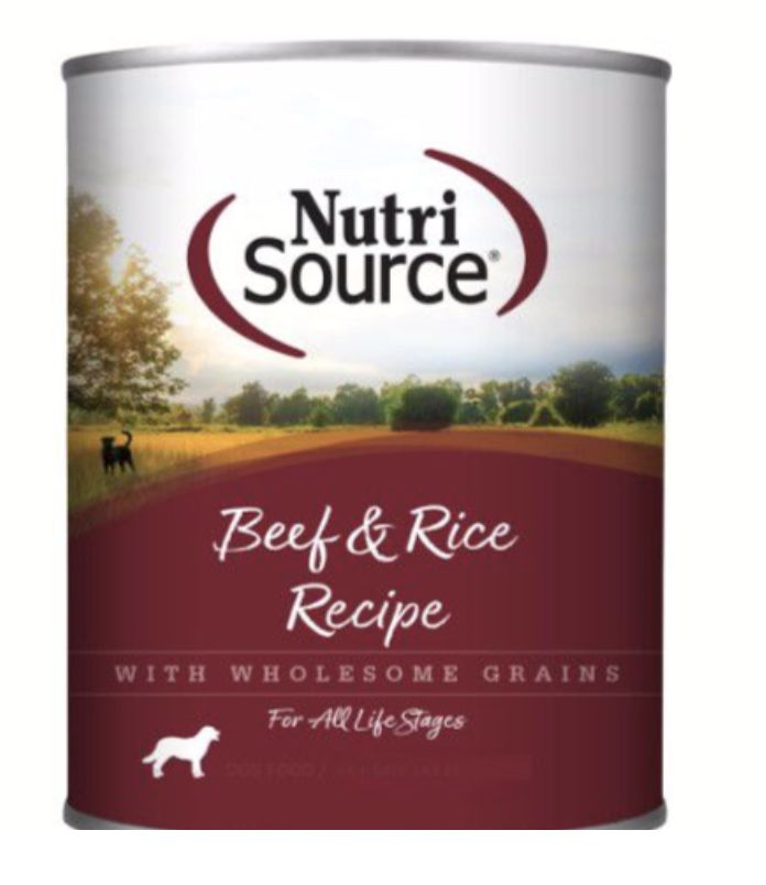 NutriSource Beef and Rice Recipe Canned Dog Food 12.3 oz