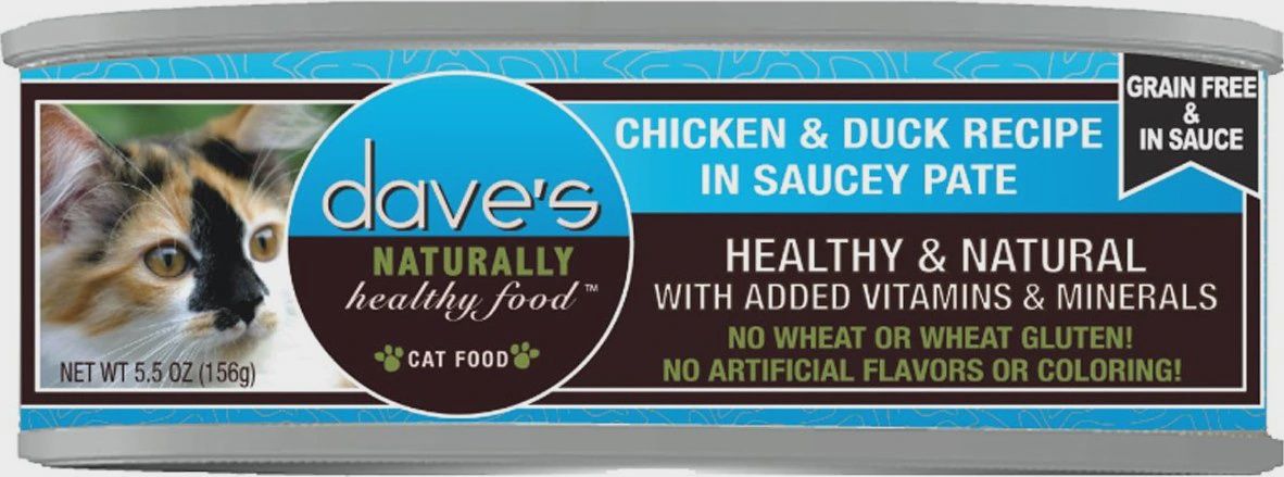 Dave&#39;s Canned Cat Food Chicken &amp; Duck Recipe in Saucey Pate 5.5oz