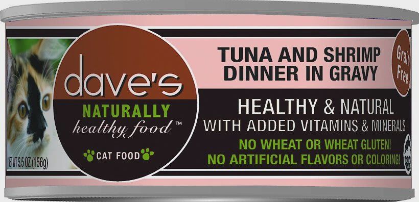 Dave&#39;s Canned Cat Food Tuna &amp; Shrimp Dinner in Gravy 5.5oz**