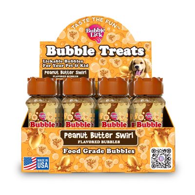 Bubble Lick Flavored Bubbles for Pets and Kids - Peanut Butter Swirl Flavor 2.5oz