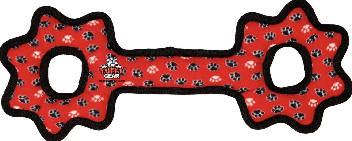 Tuffy Ultimate Tug-O-Gear Durable Dog Toy - Red Paws