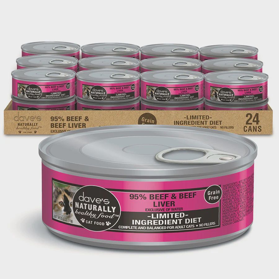 Dave&#39;s Canned Cat Food Naturally Healthy Beef &amp; Beef Liver  5.5oz*