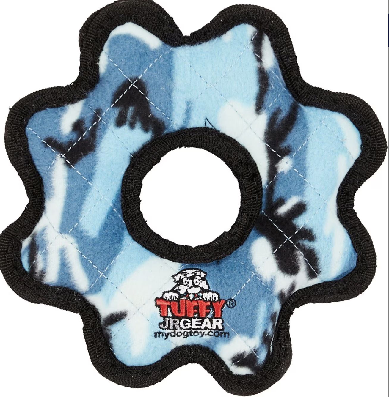 Tuffy Jr Gear Ring Durable Dog Toy - Camo Blue
