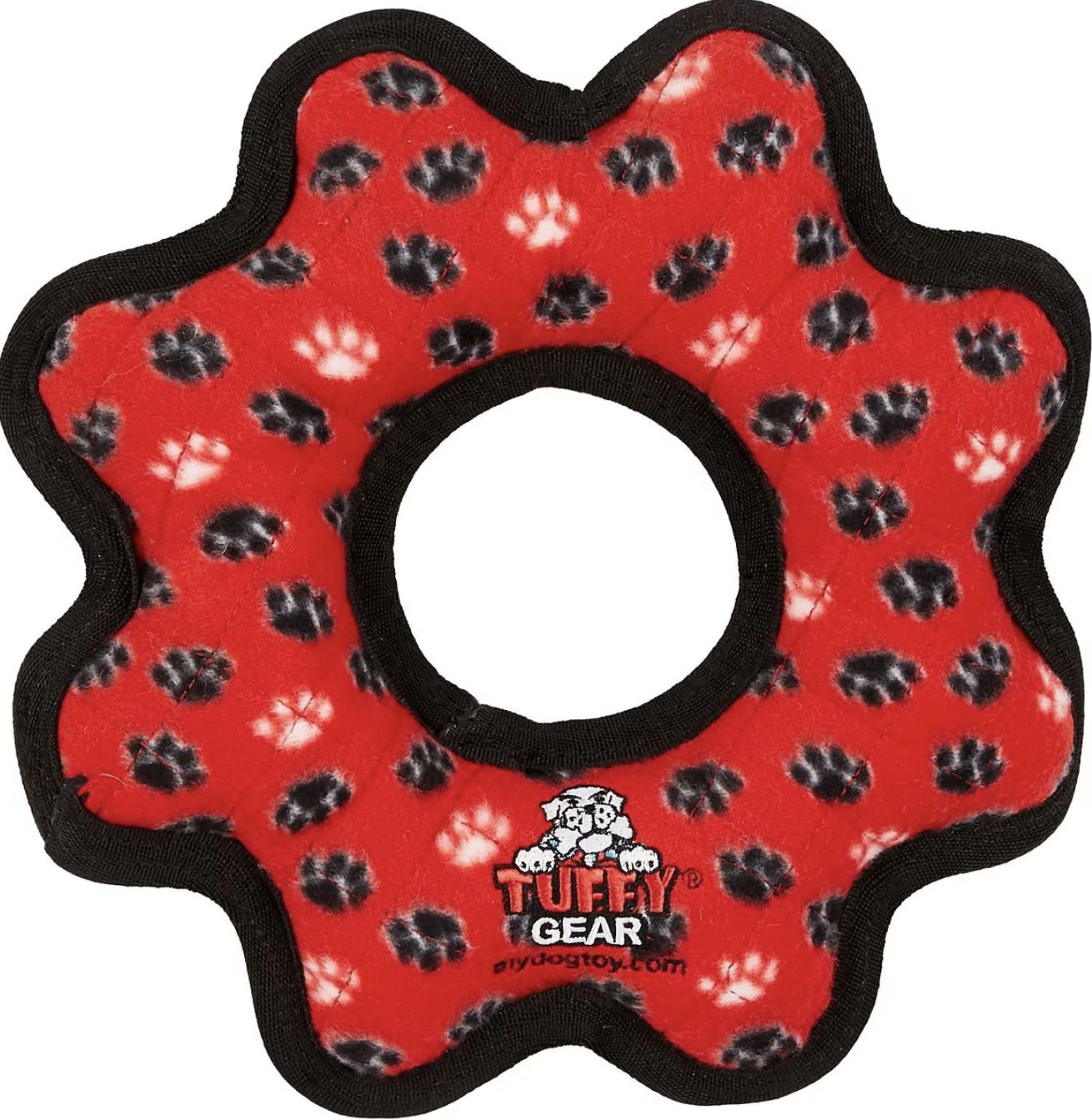 Tuffy Ultimate Gear Ring Durable Dog Toy - Red Paws