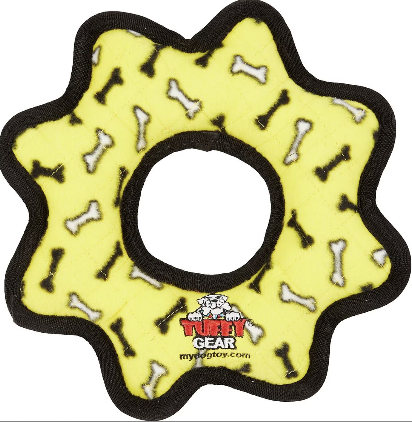 Tuffy Ultimate Gear Ring Durable Dog Toy - Yellow Bones